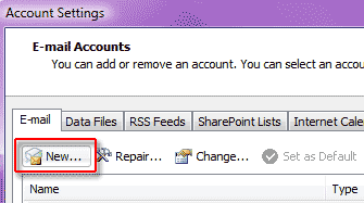 ms outlook new account